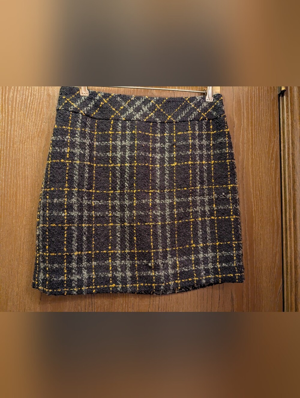 Ann Taylor Loft Petites Sz-6P Tweed Skirt Black Gray Yellow Color